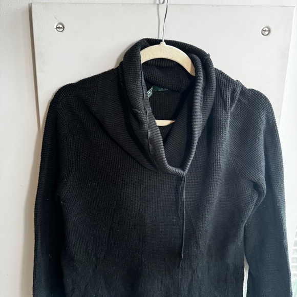 Lauren Ralph Lauren Black Cowl Neck Waffle Top - Picture 2 of 4